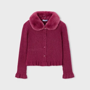 Cardigan colletto con pellicciotto