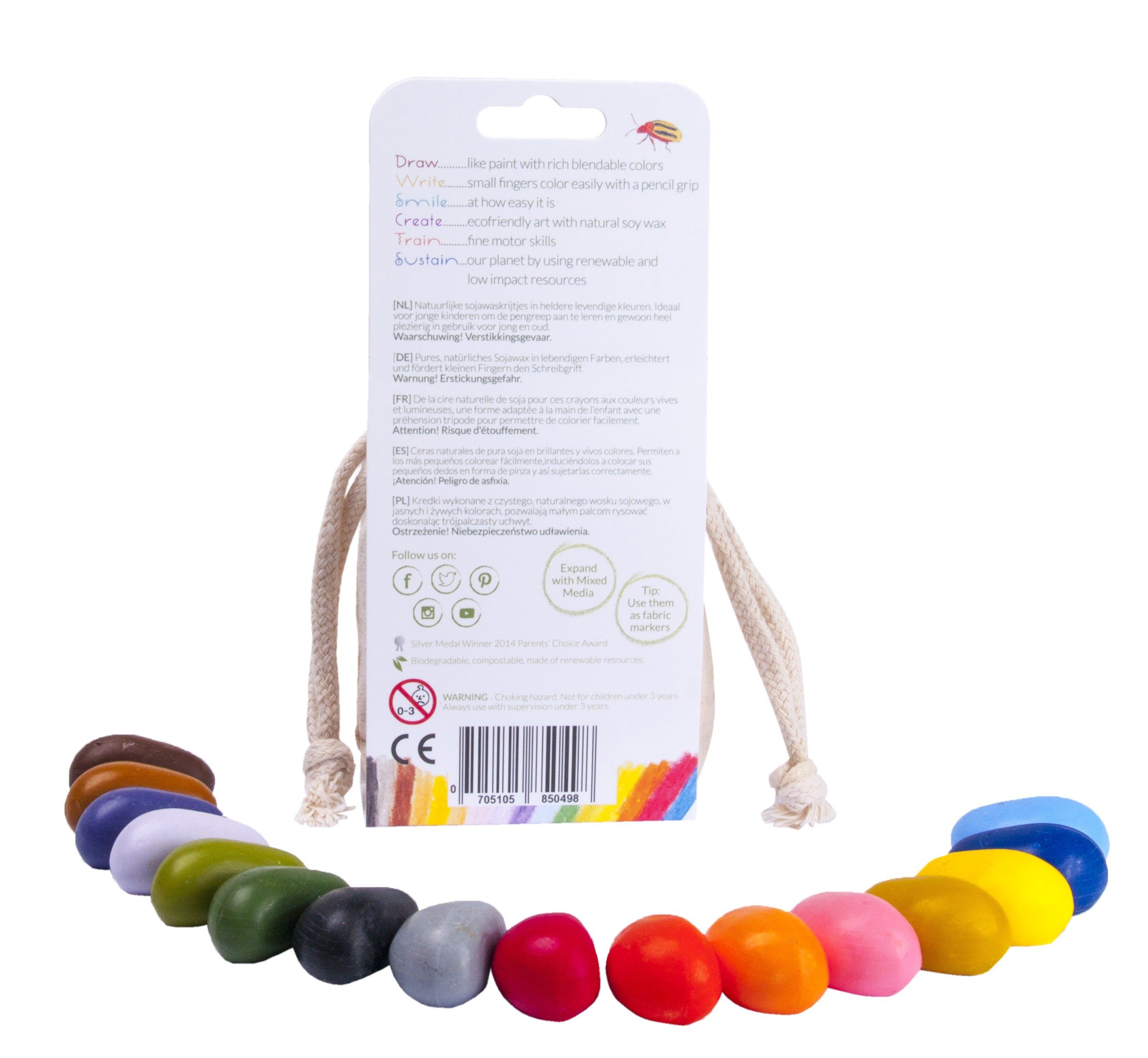 Pastelli a Cera 16 Pietre Colorate Sacchetto Beige – Crayon Rocks - immagine 3