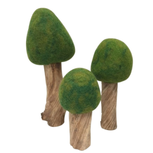 Set di 3 alberi estate in legno e feltro Papoose Toys