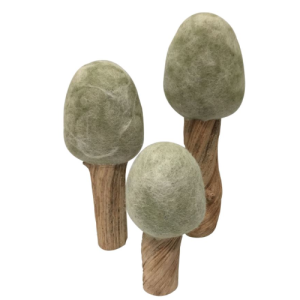 Set di 3 alberi inverno in legno e feltro Papoose Toys