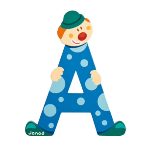 Lettera A clown blu in legno Janod