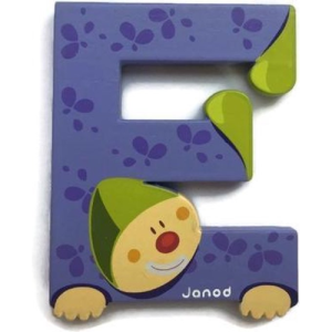 Lettera E clown lilla in legno Janod