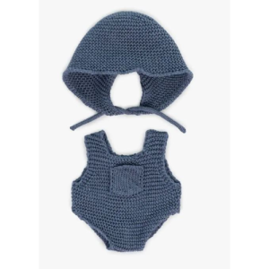 Completo per bambola lavorato a maglia 21 cm – Tutina e cappuccio Miniland Educational