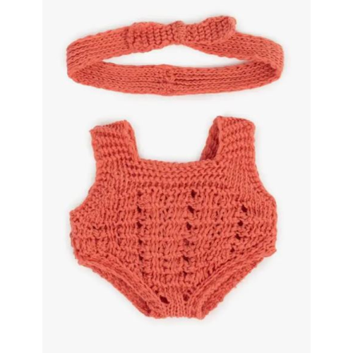 Completo per bambola lavorato a maglia 21 cm – Tutina e fascia per capelli Miniland Educational