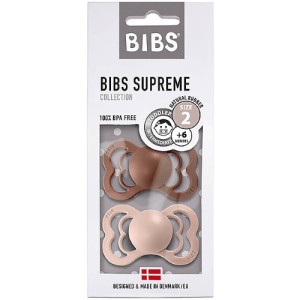 Ciuccio Supreme – Tettarella Simmetrica in Gomma Naturale – Rosso mattone e Rosa cipria Tg.1 Bibs