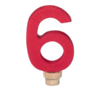 Numero 6 in legno rosso Gluckskafer