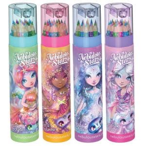 Porta matite colorate 18pz con temperino assortite Nebulous