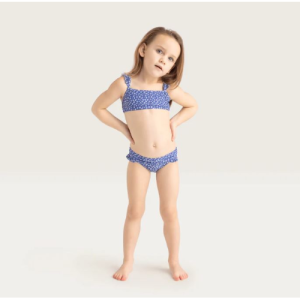 Costume da bagno due pezzi bambina UV stampa leopardata blu con protezione UPF50+ Swim Essential