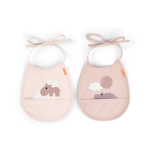 Set 2 Bavaglini Impermeabili – Happy Clouds – Cipria – con Tasca Done By Deer