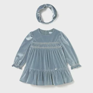 Vestito in velluto con fascia