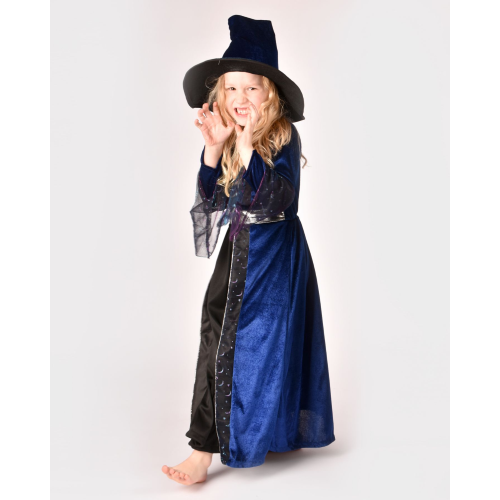 Vestito da streghetta in velluto blu con cappello – tg 4/5 anni - immagine 2