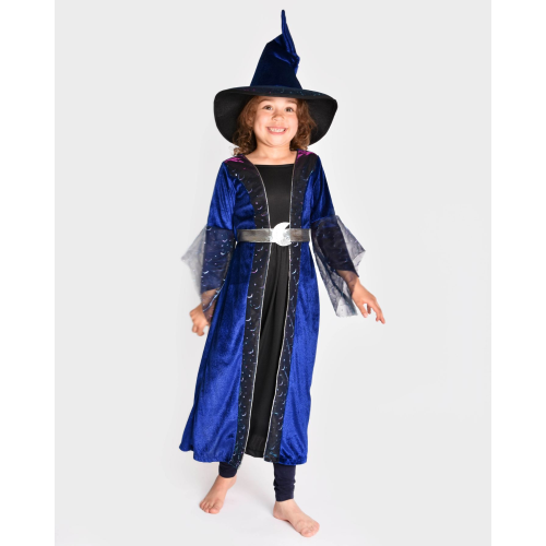 Vestito da streghetta in velluto blu con cappello – tg 4/5 anni - immagine 5