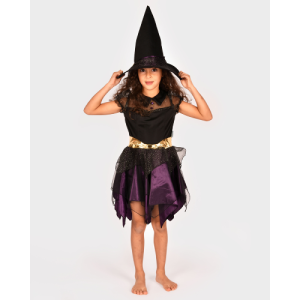 Vestito da streghetta in tullet e velluto con cappello abbinato – tg 6/8 anni