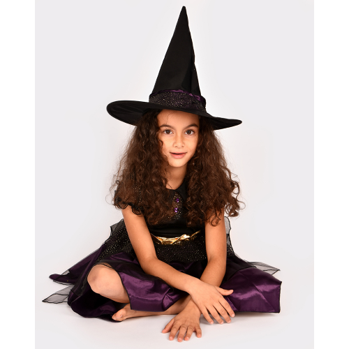 Vestito da streghetta in tullet e velluto con cappello abbinato – tg 6/8 anni - immagine 6