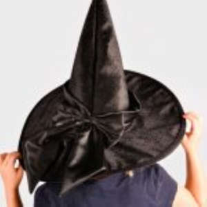 Cappello da streghetta nero in velluto con cerchio rigido
