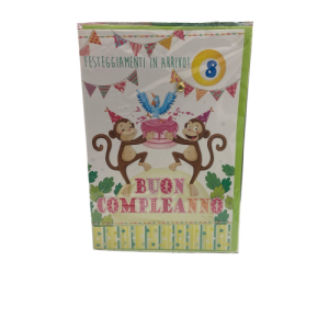 Biglietto d’auguri scimmie con ruota dei numeri Kartos