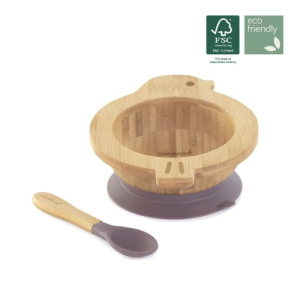 Set pappa, ciotola e cucchiaio in bamboo pulcino Miniland Educational