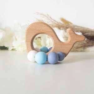 Anello dentizione neotato Baby Whale 2 in 1 con massaggiagengive