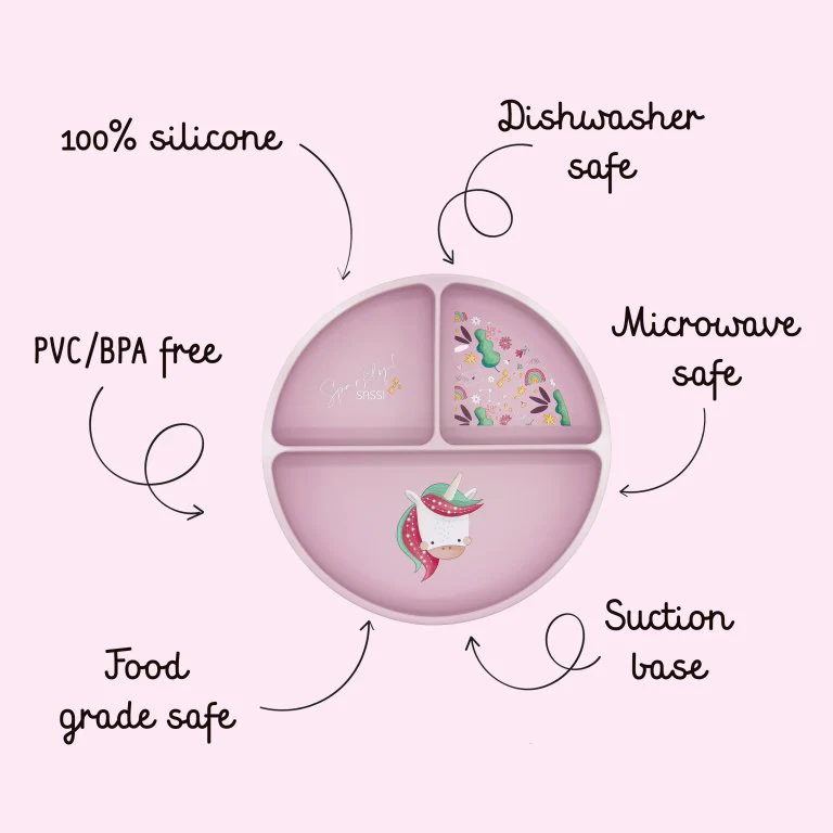 Piatto con ventosa in silicone - Unicorno Sparkly - immagine 5