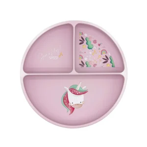 Piatto con ventosa in silicone - Unicorno Sparkly