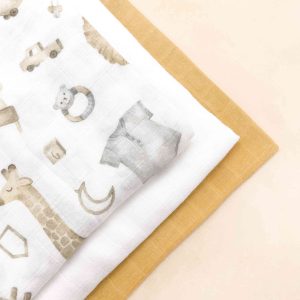 Set da 3 mussole cotone e bambù 55x55 cm