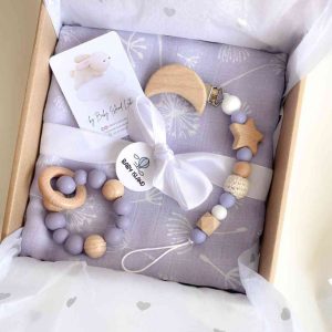 Set regalo neonata | Regalo neonata personalizzato viola