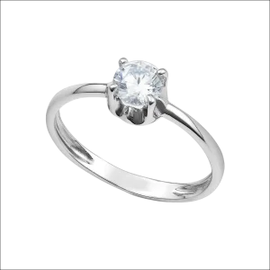 Anello Oro Bianco Solitario Zircone Ambrosia AAZ 142