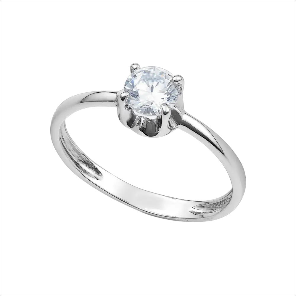 Anello Oro Bianco Solitario Zircone Ambrosia AAZ 142