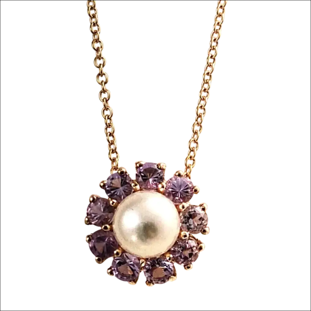 Anello Oro Rosa 9 KT con Perla e Topazi Rosa - immagine 4