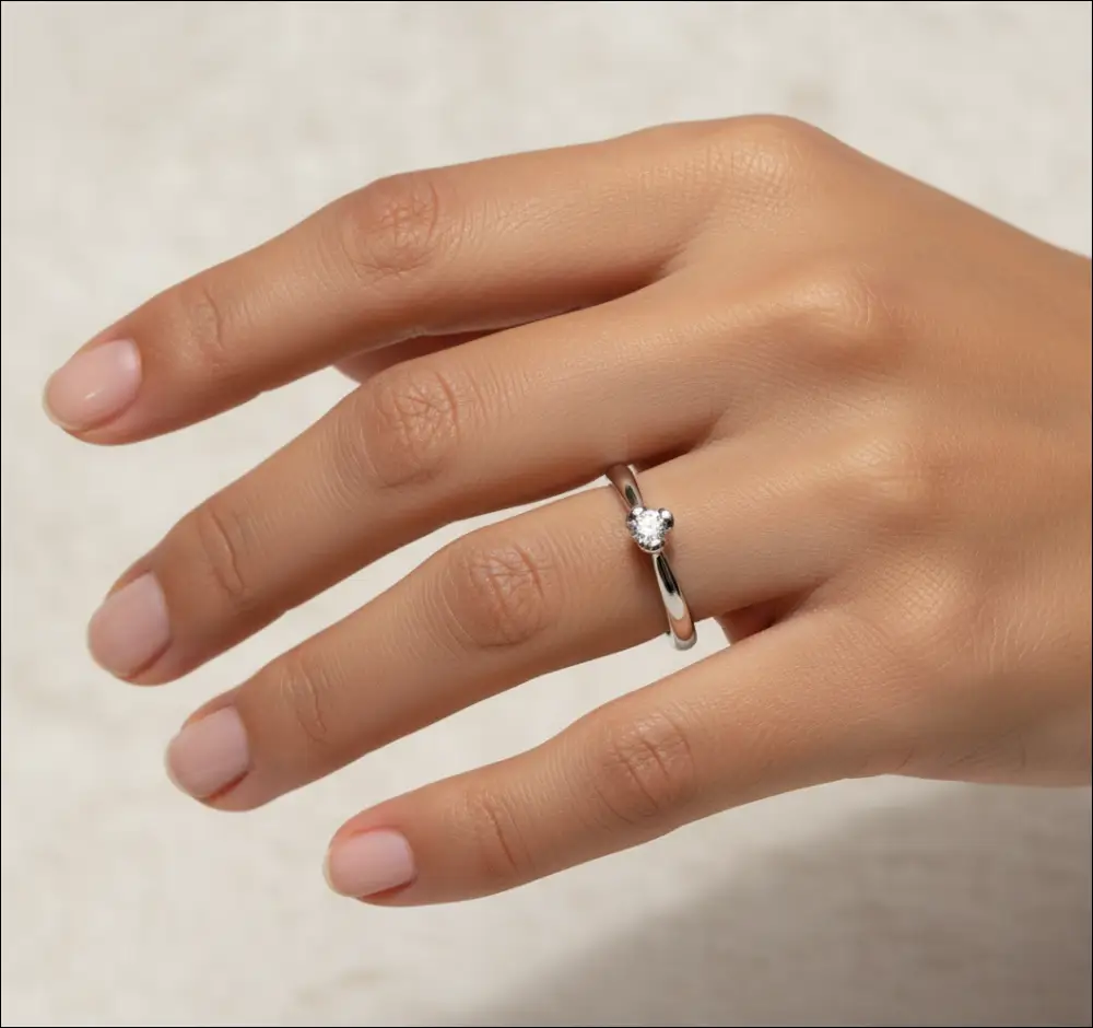 Anello Solitario oro bianco Diamante ct 0,10 Salvini - immagine 5