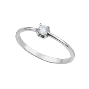 Anello Solitario Zircone Bianco Ambrosia AAZ 140