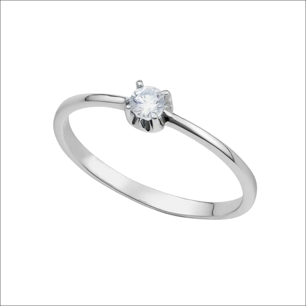 Anello Solitario Zircone Bianco Ambrosia AAZ 140
