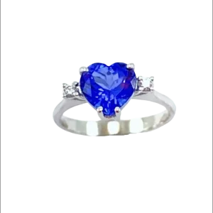 Anello Tanzanite, Oro Bianco e Diamanti
