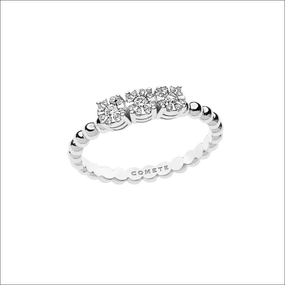 Anello Trilogy Diamanti Oro Bianco COMETE GIOIELLI