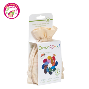 Pastelli a Cera 16 Pietre Colorate Sacchetto Beige – Crayon Rocks