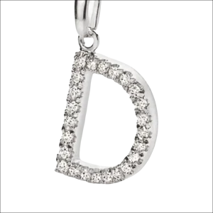 Ciondolo Lettera D oro bianco e zirconi AMBROSIA