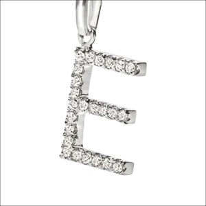 Ciondolo Lettera E Oro Bianco e Zirconi AMBROSIA