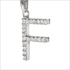 Ciondolo lettera F oro bianco e zirconi AMBROSIA