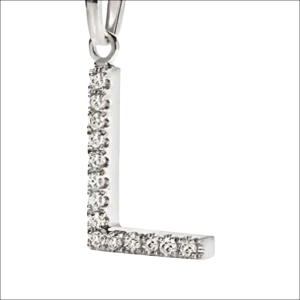Ciondolo lettera L oro bianco e zirconi AMBROSIA