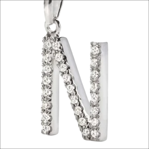 Ciondolo Lettera N oro bianco e zirconi AMBROSIA