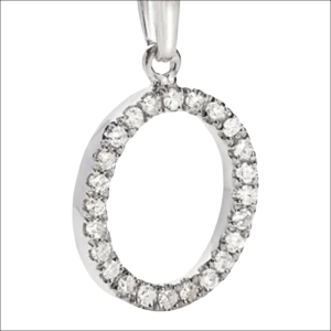 Ciondolo Lettera O oro bianco e zirconi AMBROSIA