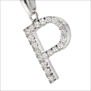 Ciondolo Lettera P oro bianco e zirconi AMBROSIA
