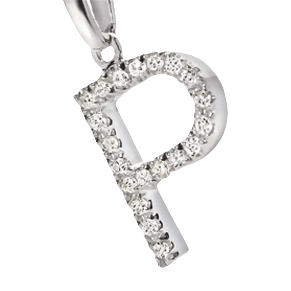 Ciondolo Lettera P oro bianco e zirconi AMBROSIA - immagine 2