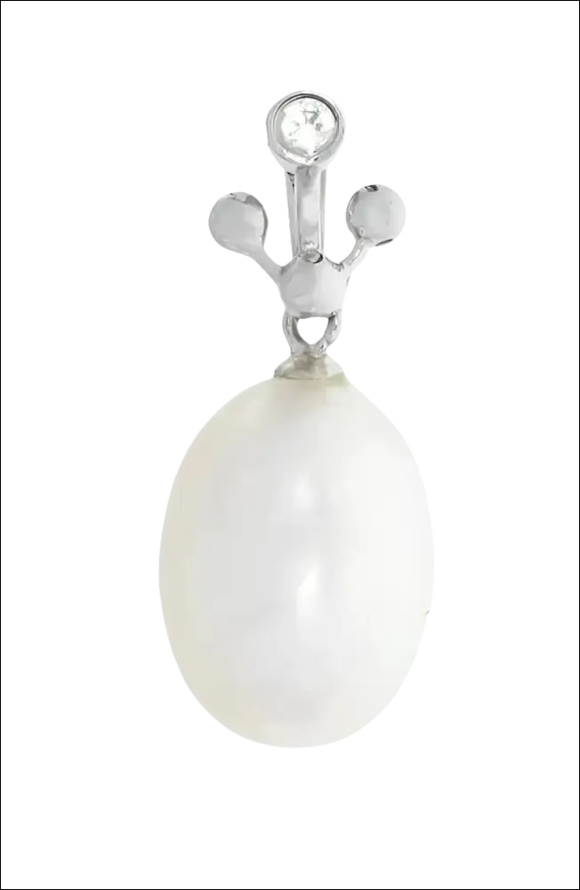 Ciondolo Oro Bianco e Perla a goccia AMBROSIA - immagine 2