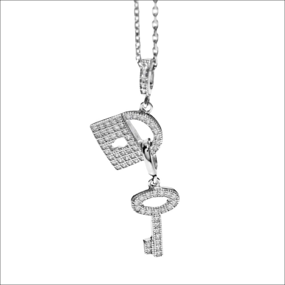 Collana Ambrosia Argento con Chiave e Lucchetto
