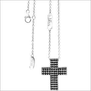 Collana Argento Bliss con Croce e Zirconi Neri