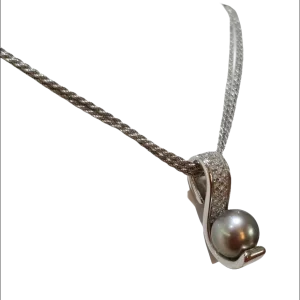 Collana Diamanti e Perla Nera Tahiti Salvini