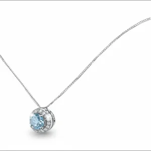 Collana oro bianco Topazio Azzurro e Diamanti Salvini