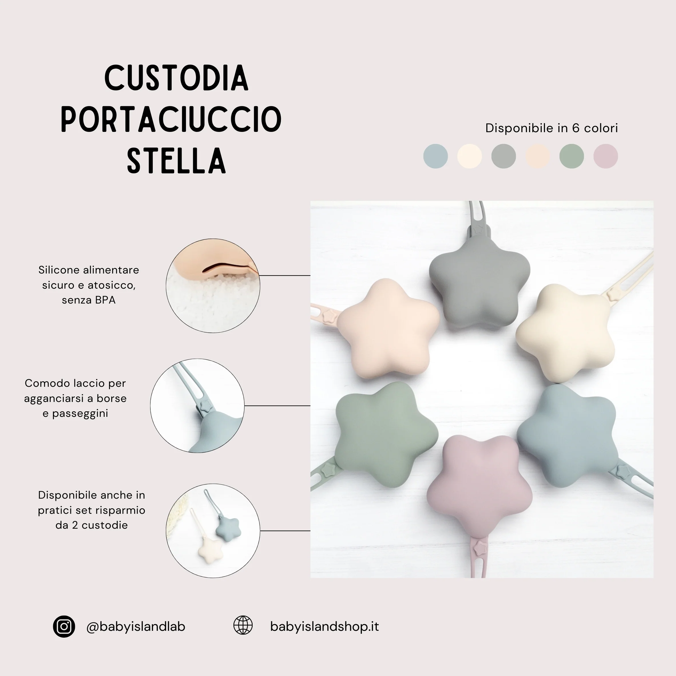 Custodie portaciuccio Stella in silicone - set da 2 - immagine 9
