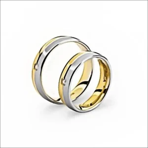 Fede Oro Bianco e Giallo con Diamante Comete Gioielli